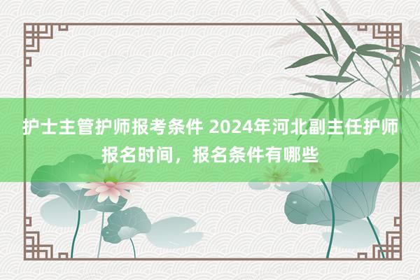护士主管护师报考条件 2024年河北副主任护师报名时间，报名条件有哪些
