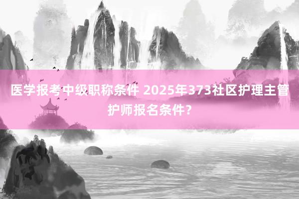 医学报考中级职称条件 2025年373社区护理主管护师报名条件？