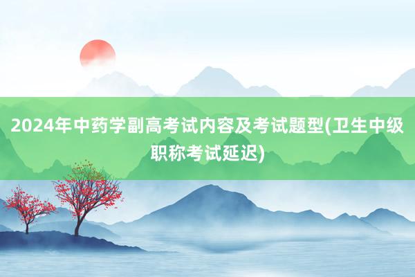 2024年中药学副高考试内容及考试题型(卫生中级职称考试延迟)