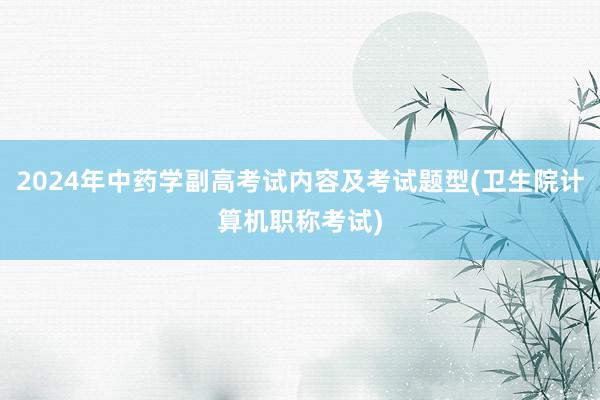 2024年中药学副高考试内容及考试题型(卫生院计算机职称考试)