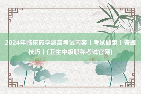 2024年临床药学副高考试内容丨考试题型丨答题技巧丨(卫生中级职称考试官网)