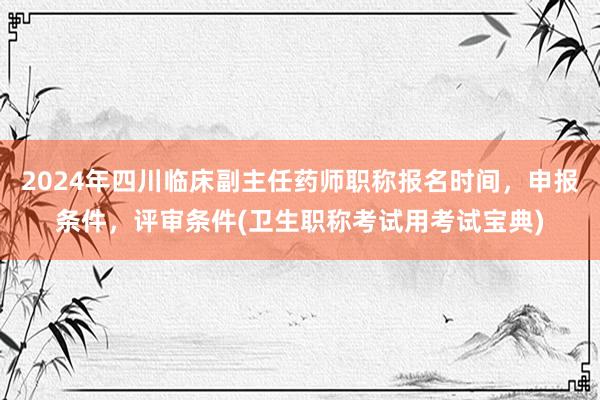 2024年四川临床副主任药师职称报名时间，申报条件，评审条件(卫生职称考试用考试宝典)