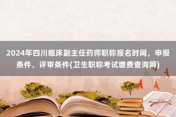 2024年四川临床副主任药师职称报名时间，申报条件，评审条件(卫生职称考试缴费查询网)