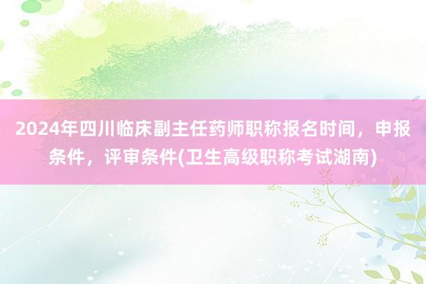 2024年四川临床副主任药师职称报名时间，申报条件，评审条件(卫生高级职称考试湖南)