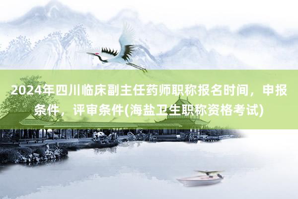 2024年四川临床副主任药师职称报名时间，申报条件，评审条件(海盐卫生职称资格考试)