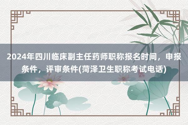 2024年四川临床副主任药师职称报名时间，申报条件，评审条件(菏泽卫生职称考试电话)