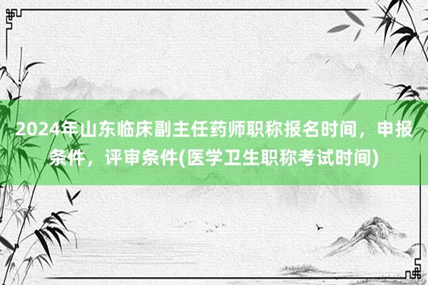 2024年山东临床副主任药师职称报名时间，申报条件，评审条件(医学卫生职称考试时间)