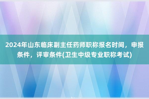 2024年山东临床副主任药师职称报名时间，申报条件，评审条件(卫生中级专业职称考试)