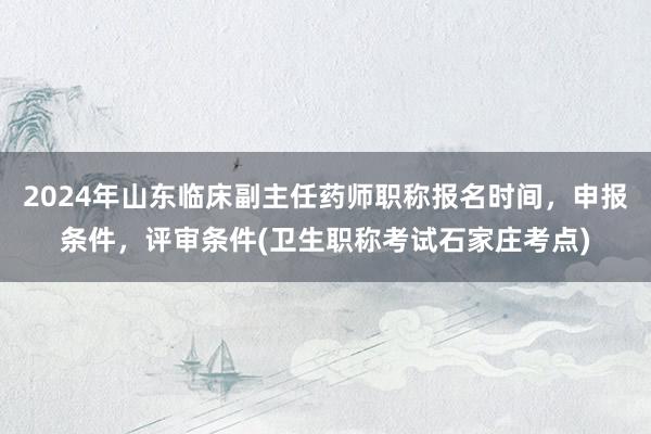 2024年山东临床副主任药师职称报名时间，申报条件，评审条件(卫生职称考试石家庄考点)