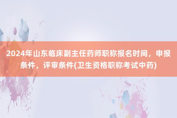 2024年山东临床副主任药师职称报名时间，申报条件，评审条件(卫生资格职称考试中药)