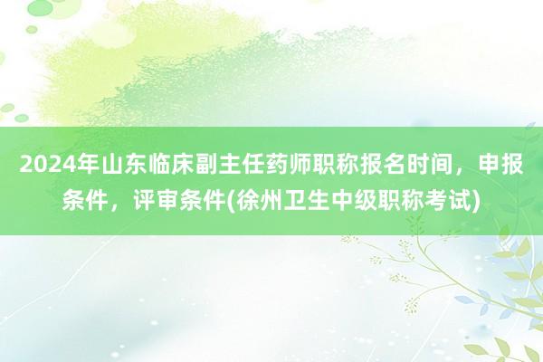 2024年山东临床副主任药师职称报名时间，申报条件，评审条件(徐州卫生中级职称考试)