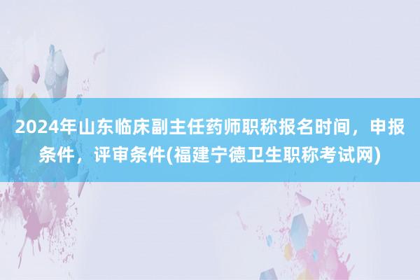 2024年山东临床副主任药师职称报名时间，申报条件，评审条件(福建宁德卫生职称考试网)