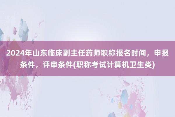 2024年山东临床副主任药师职称报名时间，申报条件，评审条件(职称考试计算机卫生类)