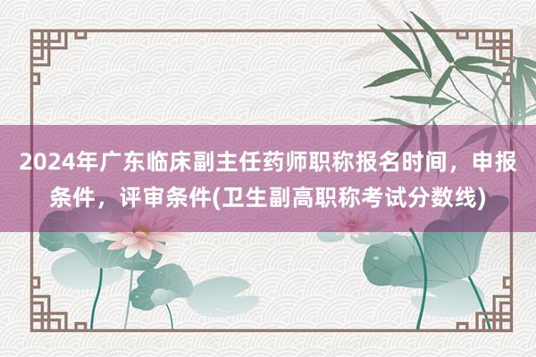2024年广东临床副主任药师职称报名时间，申报条件，评审条件(卫生副高职称考试分数线)
