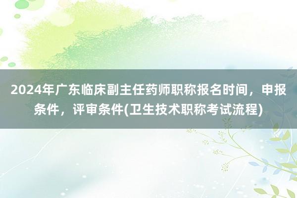 2024年广东临床副主任药师职称报名时间，申报条件，评审条件(卫生技术职称考试流程)