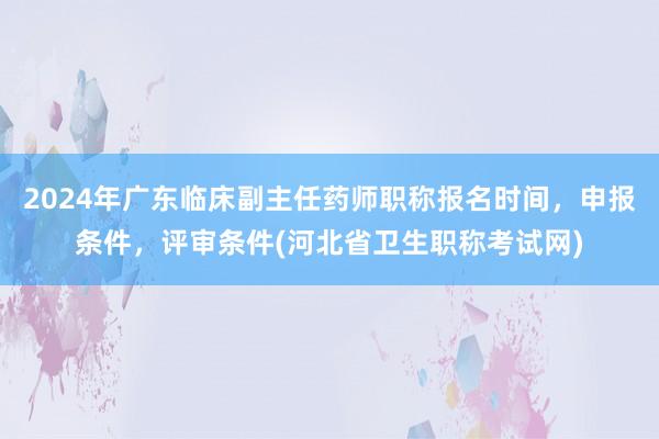 2024年广东临床副主任药师职称报名时间，申报条件，评审条件(河北省卫生职称考试网)