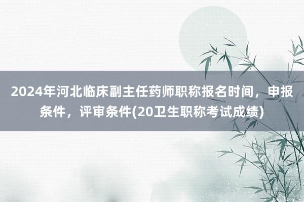 2024年河北临床副主任药师职称报名时间，申报条件，评审条件(20卫生职称考试成绩)