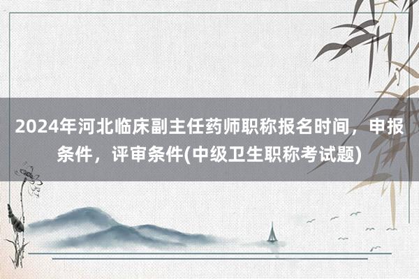 2024年河北临床副主任药师职称报名时间，申报条件，评审条件(中级卫生职称考试题)