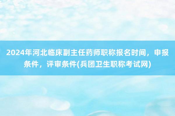2024年河北临床副主任药师职称报名时间，申报条件，评审条件(兵团卫生职称考试网)