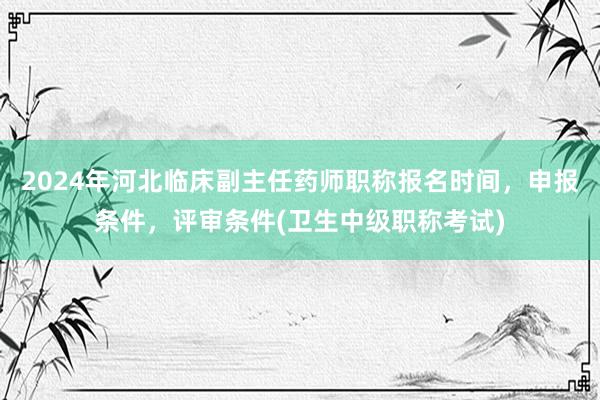 2024年河北临床副主任药师职称报名时间，申报条件，评审条件(卫生中级职称考试)