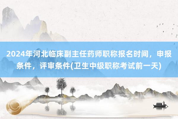 2024年河北临床副主任药师职称报名时间，申报条件，评审条件(卫生中级职称考试前一天)