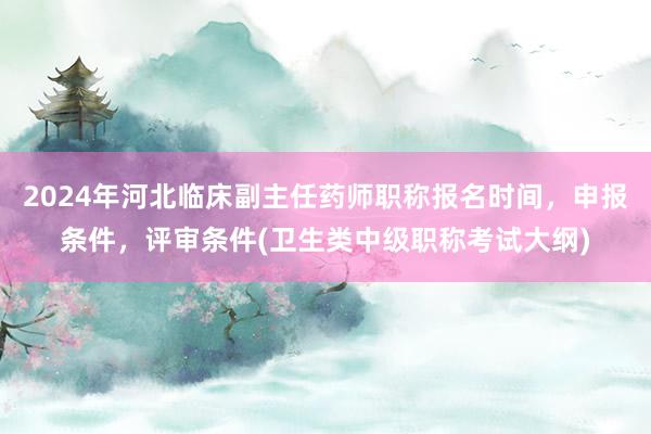 2024年河北临床副主任药师职称报名时间，申报条件，评审条件(卫生类中级职称考试大纲)