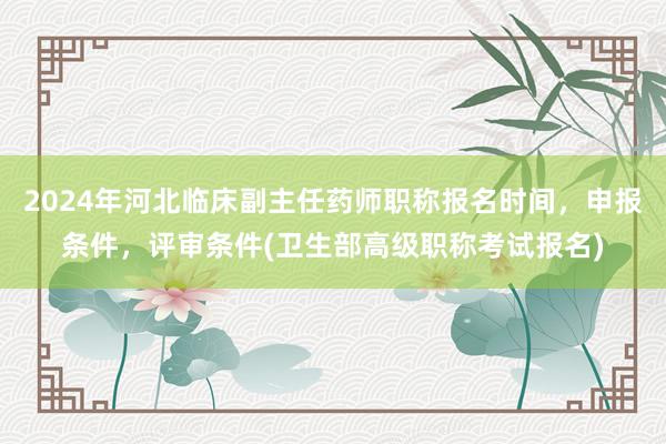 2024年河北临床副主任药师职称报名时间，申报条件，评审条件(卫生部高级职称考试报名)