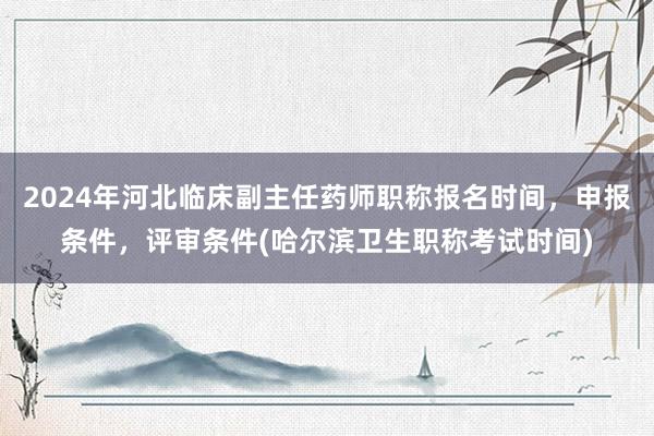 2024年河北临床副主任药师职称报名时间，申报条件，评审条件(哈尔滨卫生职称考试时间)