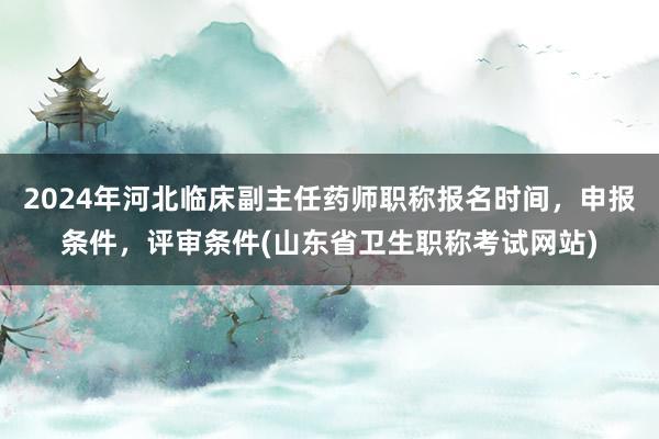 2024年河北临床副主任药师职称报名时间，申报条件，评审条件(山东省卫生职称考试网站)