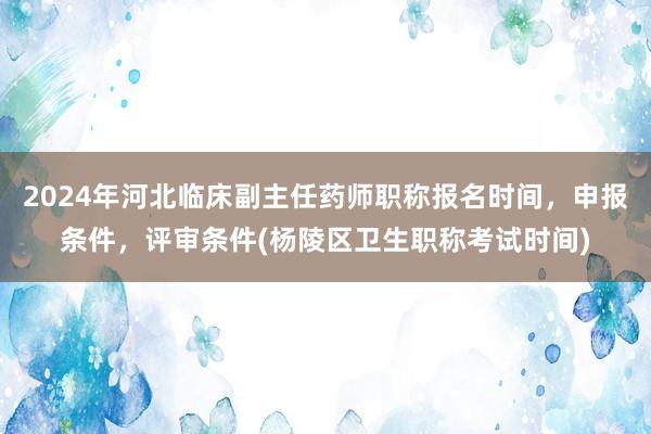 2024年河北临床副主任药师职称报名时间，申报条件，评审条件(杨陵区卫生职称考试时间)