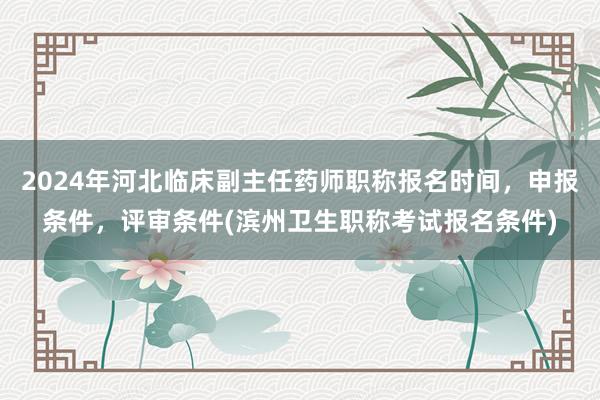 2024年河北临床副主任药师职称报名时间，申报条件，评审条件(滨州卫生职称考试报名条件)