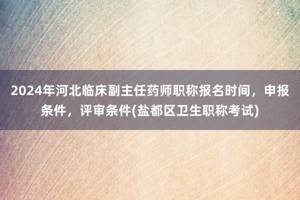 2024年河北临床副主任药师职称报名时间，申报条件，评审条件(盐都区卫生职称考试)