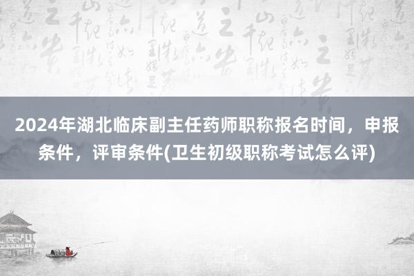 2024年湖北临床副主任药师职称报名时间，申报条件，评审条件(卫生初级职称考试怎么评)