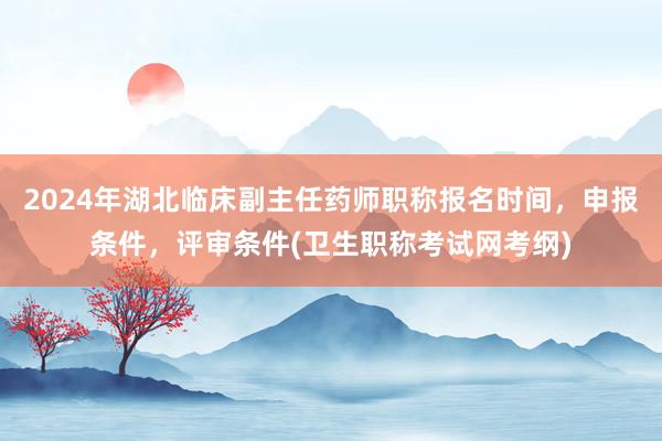 2024年湖北临床副主任药师职称报名时间，申报条件，评审条件(卫生职称考试网考纲)