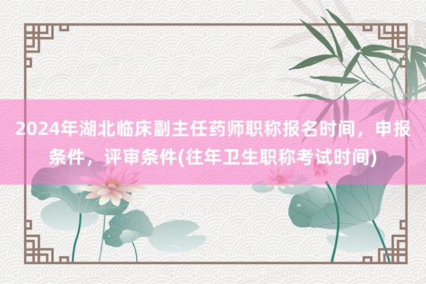 2024年湖北临床副主任药师职称报名时间，申报条件，评审条件(往年卫生职称考试时间)