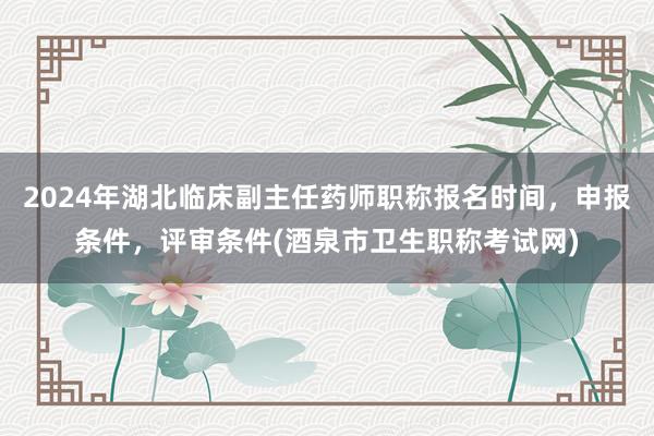 2024年湖北临床副主任药师职称报名时间，申报条件，评审条件(酒泉市卫生职称考试网)
