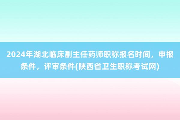 2024年湖北临床副主任药师职称报名时间，申报条件，评审条件(陕西省卫生职称考试网)