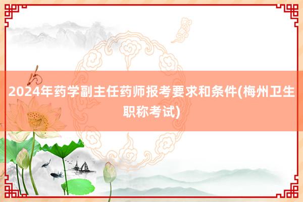 2024年药学副主任药师报考要求和条件(梅州卫生职称考试)