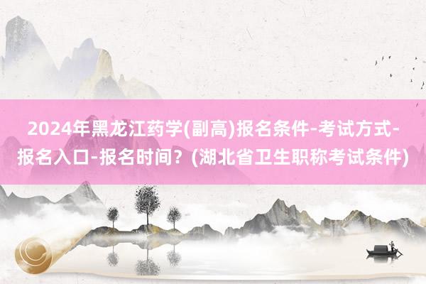 2024年黑龙江药学(副高)报名条件-考试方式-报名入口-报名时间？(湖北省卫生职称考试条件)