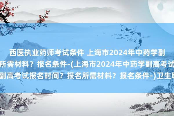 西医执业药师考试条件 上海市2024年中