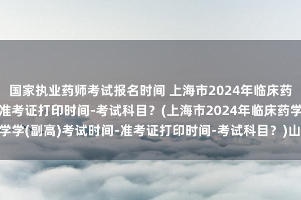 国家执业药师考试报名时间 上海市2024