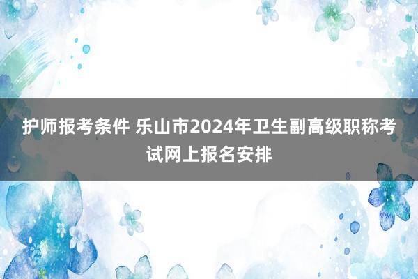 护师报考条件 乐山市2024年卫生副高级职称考试网上报名安排