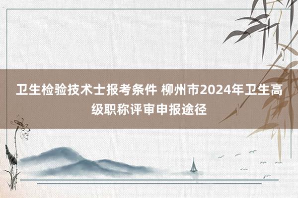卫生检验技术士报考条件 柳州市2024年卫生高级职称评审申报途径