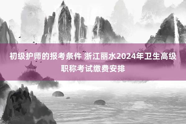 初级护师的报考条件 浙江丽水2024年卫生高级职称考试缴费安排