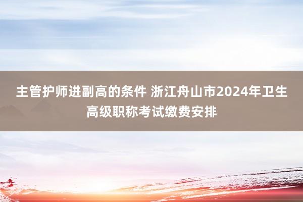 主管护师进副高的条件 浙江舟山市2024年卫生高级职称考试缴费安排