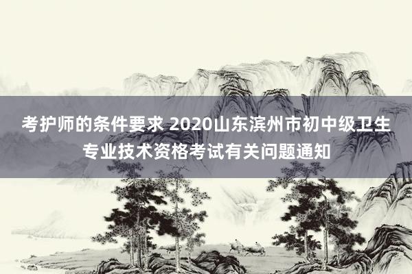 考护师的条件要求 2020山东滨州市初中级卫生专业技术资格考试有关问题通知