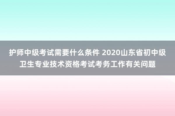 护师中级考试需要什么条件 2020山东省初中级卫生专业技术资格考试考务工作有关问题