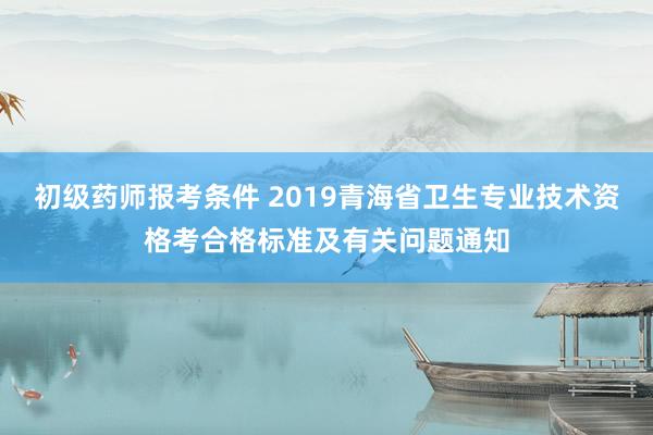 初级药师报考条件 2019青海省卫生专业技术资格考合格标准及有关问题通知