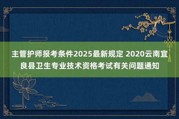 主管护师报考条件2025最新规定 2020云南宜良县卫生专业技术资格考试有关问题通知