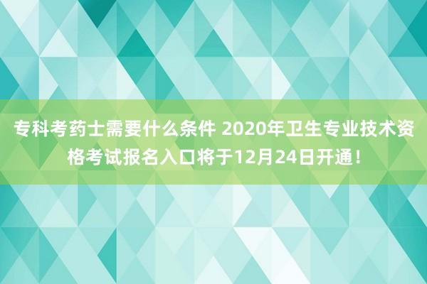 专科考药士需要什么条件 2020年卫生专业技术资格考试报名入口将于12月24日开通！